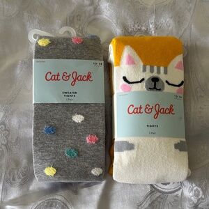 NEW- 2 pairs of Cat & Jack Gray and Multicolor Sweater Tights